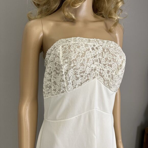 Vintage Hollywood Vassarette Full Slip 36S Sleeveless Sheer Lace Applique White - Picture 5 of 11